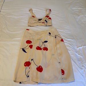 Vintage Reformation cherry print skirt and top set- barely worn!